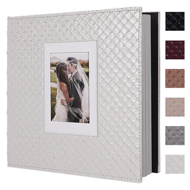 RECUTMS 30 Pages DIY Scrap book Photo Album 4x6 5x7 8x10 Pictures PU Leather Cover Wedding Photo Album Baby Picture Book Family Pictures of Any Size Scrapbook Album(White)