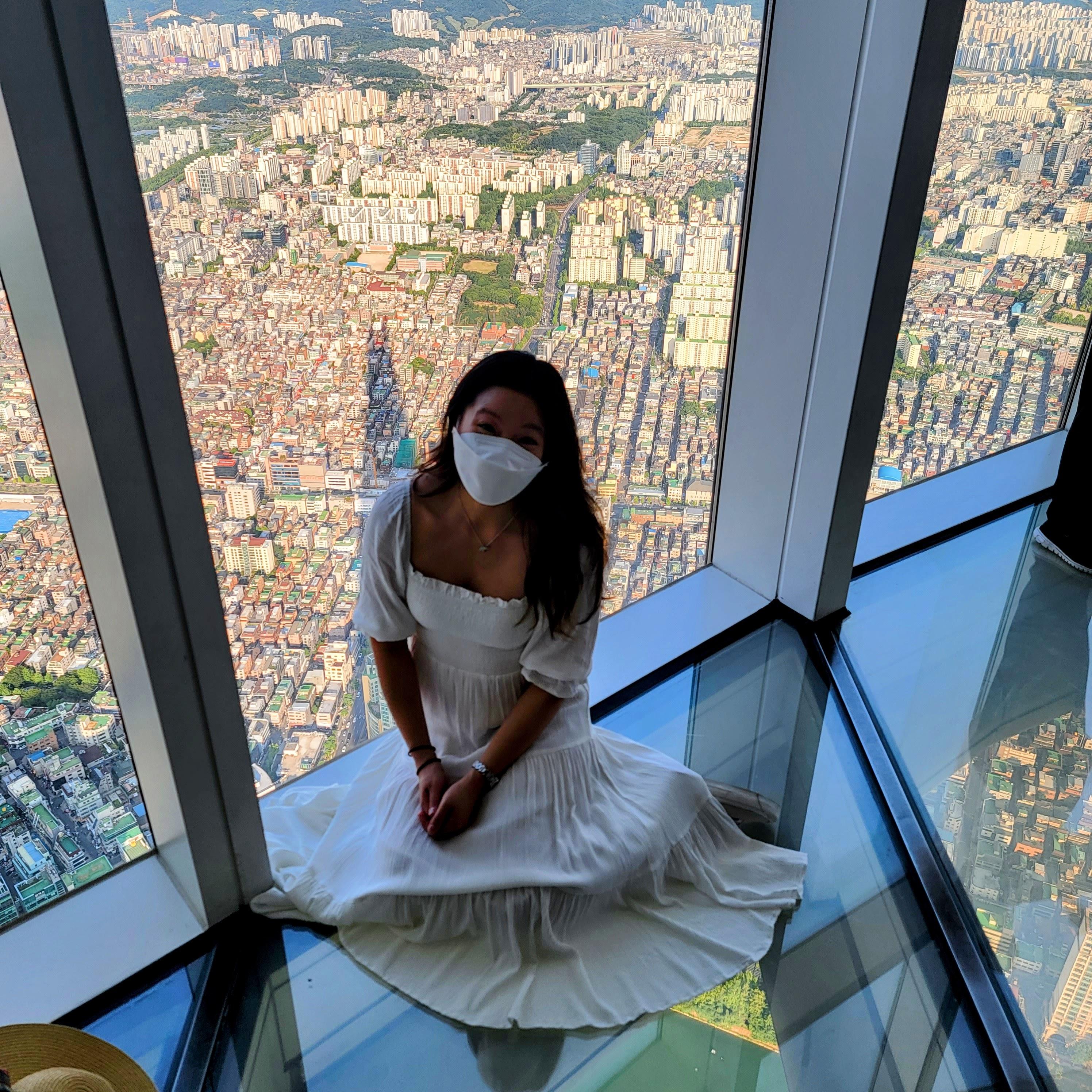 Lotte Tower in Seoul 124 floors and worlds fastest elevator.