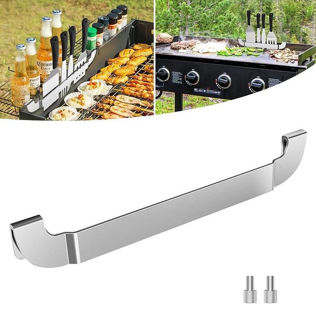 Griddle Spatula Holder, 10 Inch Stainless Steel Barbecue Tool Hold Rack, Outdoor Picnic Griddle Accessories for Blackstone, Royal Gourmet and Other Flat Top Griddle