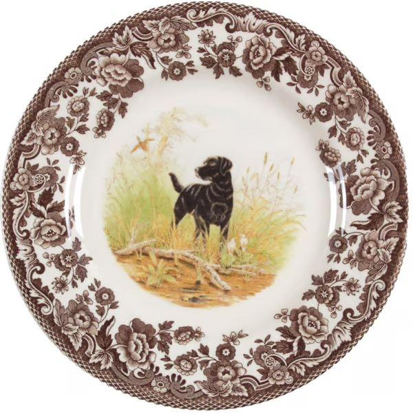 Spode Woodland Dinner Plate Dog Motif - 10.5 - Black Labrador