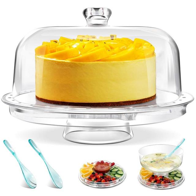 Gadhra Cake Stand with Dome Lid,6 in 1 Cookie Platter & Snack Bowls,Large Serving Plate Platter with lid - Wedding Birthday Parties, Dessert Displays & Family Gatherings