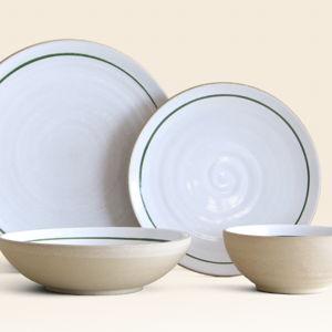 Coupe 4-Piece Place Setting | Green Banded