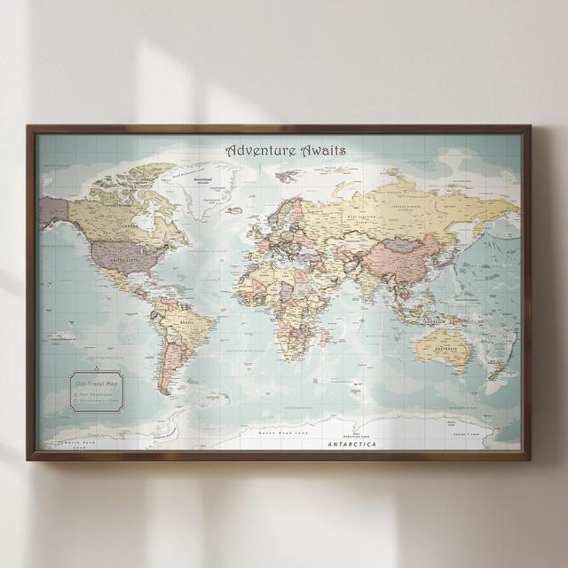 Custom World Map, Push Pin Map, Personalized Travel Map