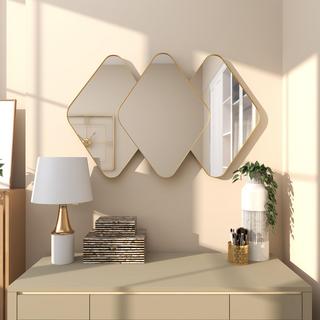 Golden Contemporary Triple Diamond Wall Mirror