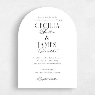 White Arch Wedding Invitation - Shahira Portrait