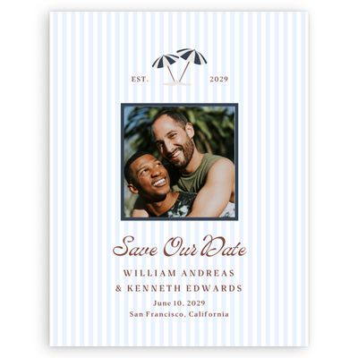 Grayed Navy, Blue Wedding Digital Save the Date - Marquesas Photo