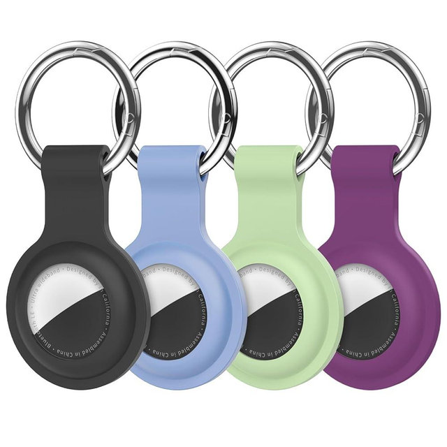 Compatible with AirTag Holder Case Keychain 4 Pack,Silicone for Air Tags Key Chain Ring Case Cover for Air Tag Holder GPS Tracker Item Air Tags Finders Accessories Air Tagholder for Kids,Bags,Luggages