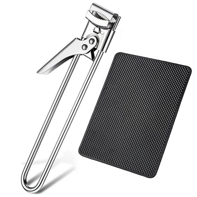 DUNLAGUE Jar Opener Adjustable Jar Lid Gripper Stainless Steel Jar Bottle Opener Multi Purpose Non Slip Rubber Jar Gripper Pads for Seniors Arthritis Women Children