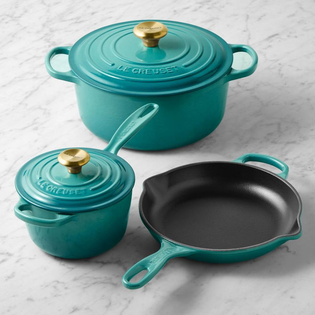 Le Creuset Signature Enameled Cast Iron 5-Piece Cookware Set, Riviera