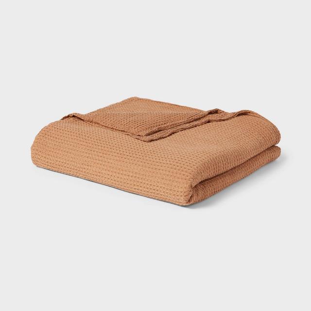 Full/Queen TENCEL® Lyocell Waffle Bed Blanket Brown - Threshold™