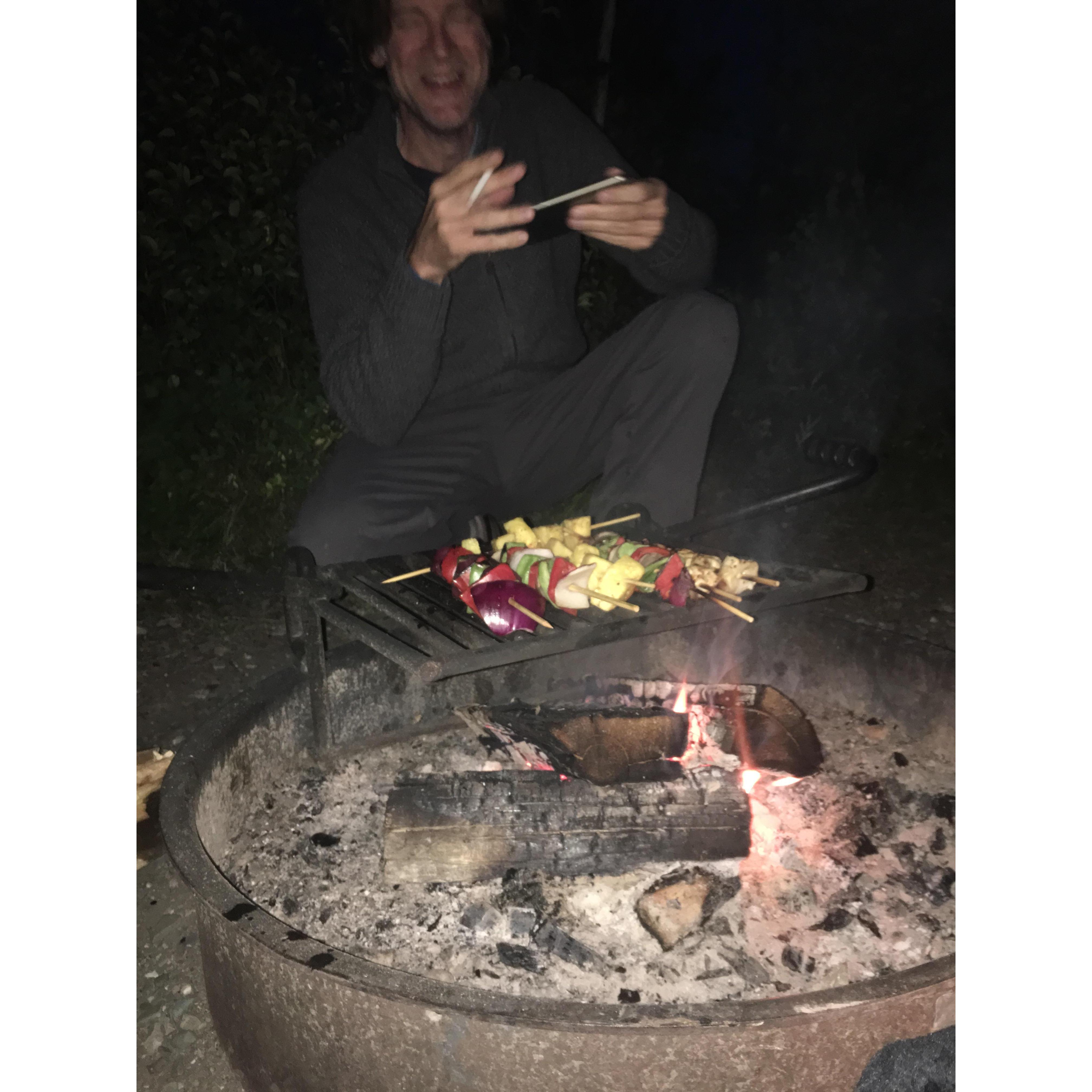 Robert cooking us dinner in Glacier Park!
