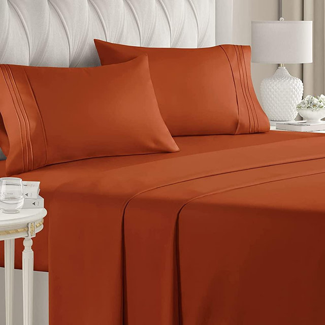 California King Size Sheet Set - Breathable & Cooling - Hotel Luxury Bed Sheets - Extra Soft - Deep Pockets - Easy Fit - 4 Piece Set - Wrinkle Free - Comfy – Terracotta Bed Sheets - Cali King – 4PC