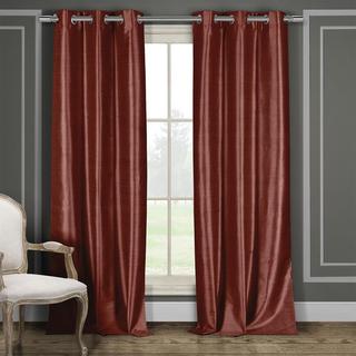 Faux Silk Blackout Curtain Panel, Set of 2