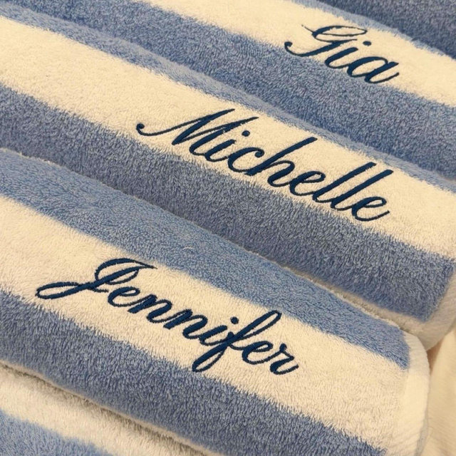 Embroidered Cabana Stripe Towels | 30x70" Personalized Beach Towel | Custom Monogram Pool Towel | Bachelorette Gift