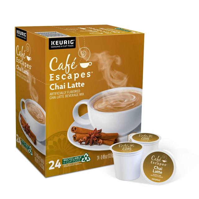 Cafe Escapes Chai Latte Dark Roast Coffee Pods - 24ct