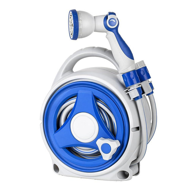 Retractable Garden Hose Reel, Home Hose Reel with10 Patterns Spray Nozzle, Adapts to standard US hose plugs, for Garden Watering, Floor Cleaning, Pet Cleaning, etc (50FT)