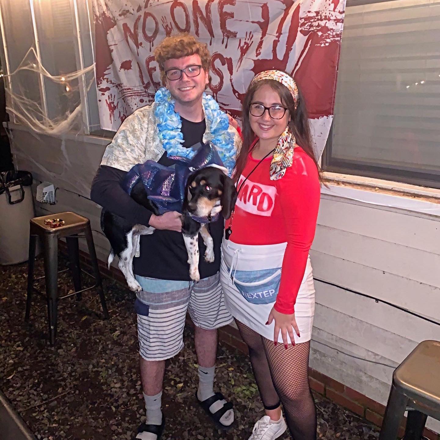 A shark, lifeguard, and beachgoer in need of assistance walk into a Halloween party…