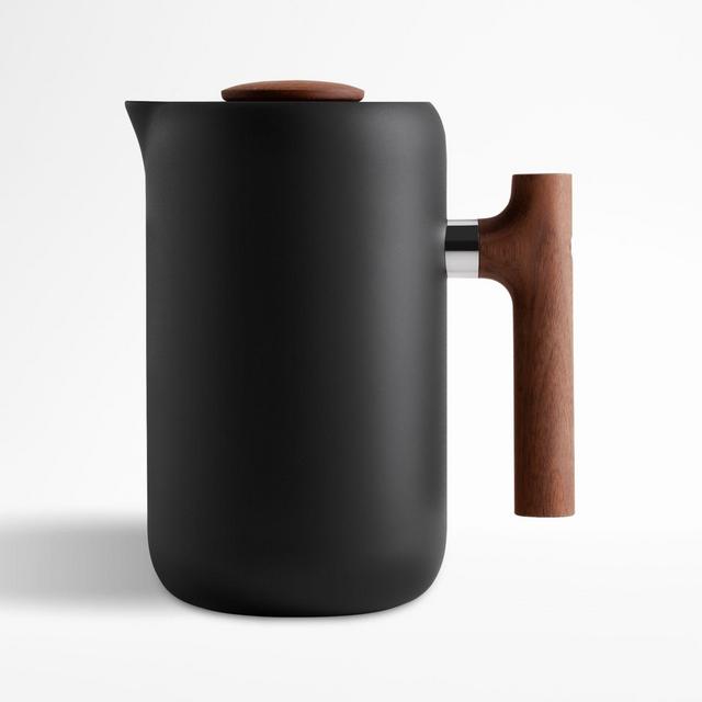 Fellow Clara Matte Black French Press with Walnut Handle