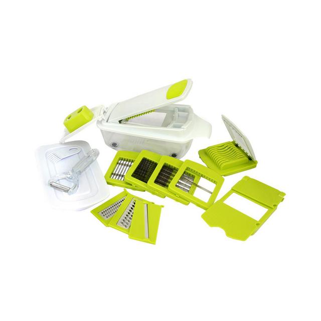MegaChef 8-in-1 Multi-Use Slicer Dicer and Chopper with Interchangeable Blades, Vegetable and Fruit Peeler and Soft Slicer