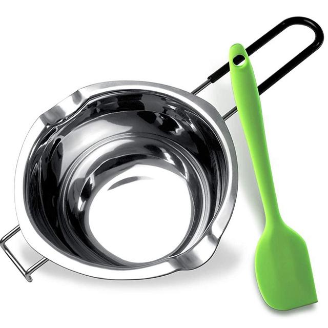 Stainless Steel Double Boiler Melting Pot with 600ML, Chocolate Melting Pot with Heat Resistant Handle for Butter Candy Butter Cheese, Candle Making