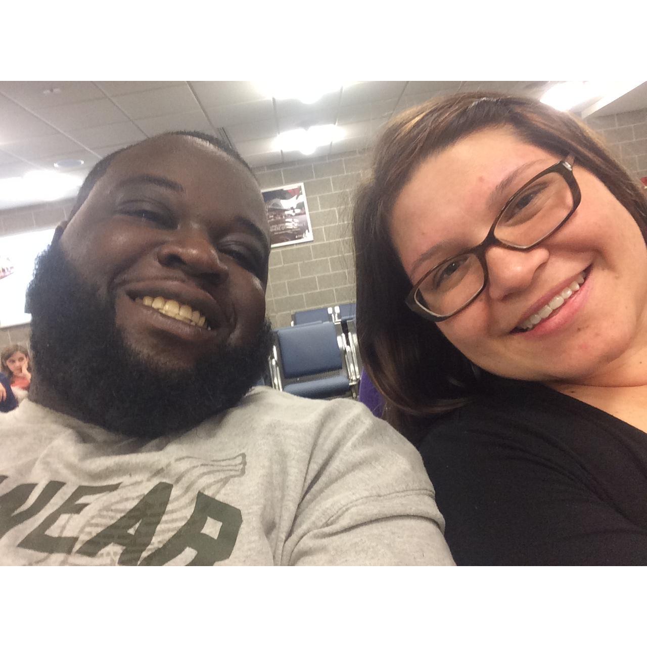 Our very first picture together. We were waiting to board flight to Denver.
