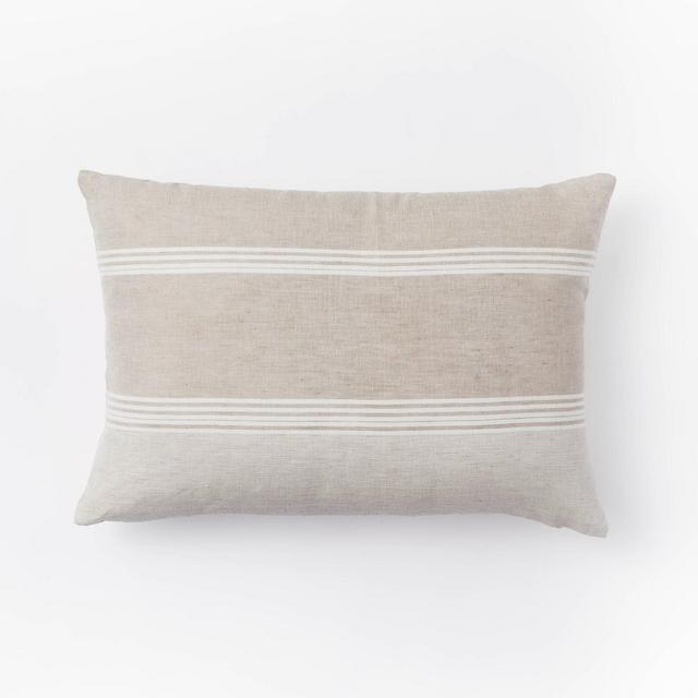 Woven Asymmetric Striped Lumbar Throw Pillow Neutral - Threshold™ designed with Studio McGee