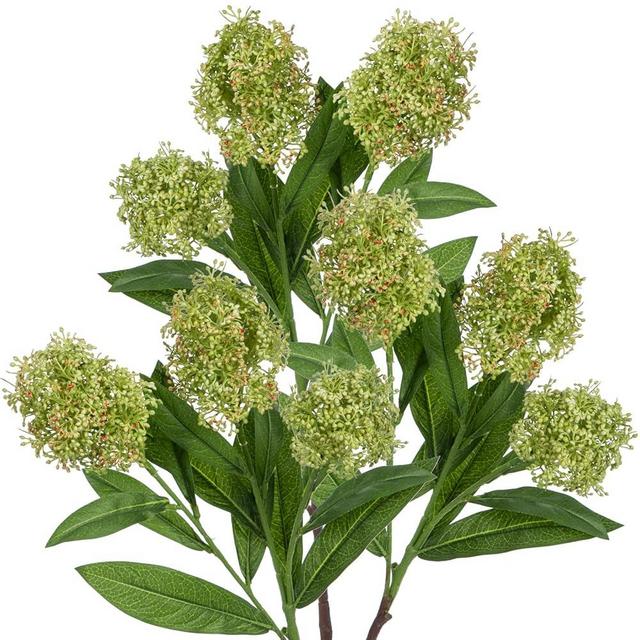 Briful 3PCS Artificial Flowers Faux Skimmia Spray with Leaves 22.8 Inch Long Stem Fake Plants for Home Vase Table Centerpiece Floral Arrangement Wedding Bouquet (Green)