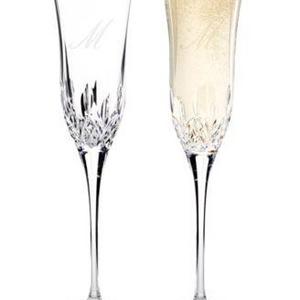 Waterford - Lismore Essence Script Letter Monogram Toasting Flutes, Set Of 2