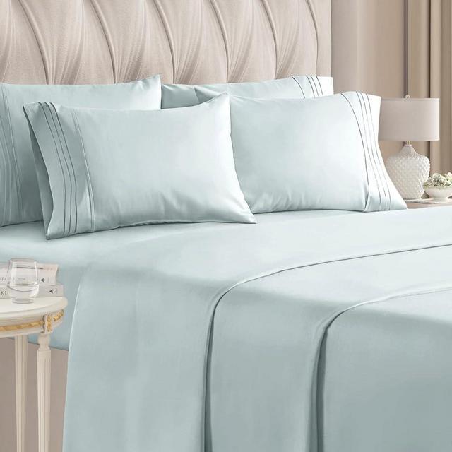 King 6 Piece Sheet Set - Breathable & Cooling Bed Sheets - Hotel Luxury Bed Sheets for Women, Men, Kids & Teens - Comfy Bedding w/ Deep Pockets & Easy Fit - Soft & Wrinkle Free - King Ice Blue Sheets