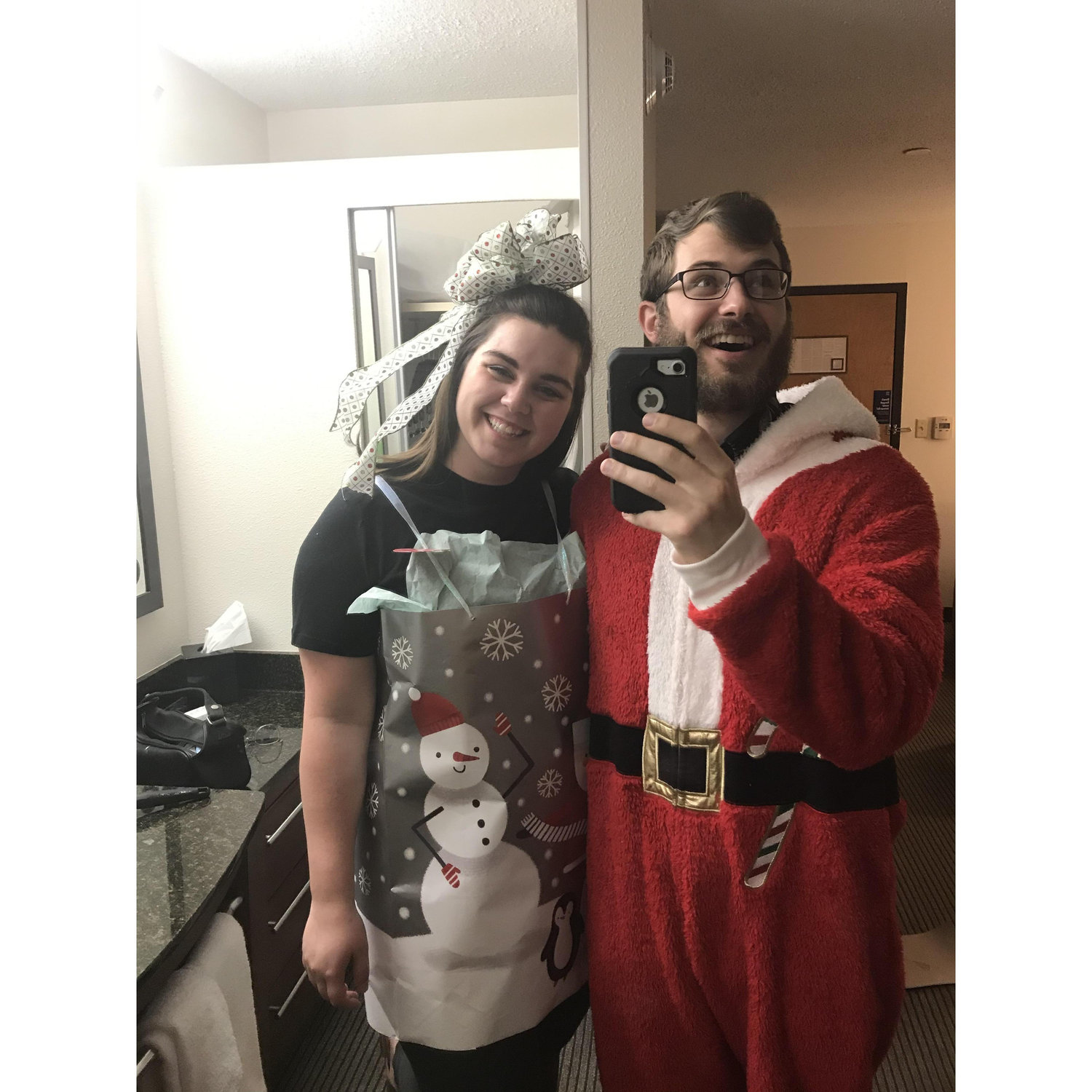 Alli and Drew's first Kluczkowski Christmas Party. Not Pictured: a very inebriated Hermey the Elf.