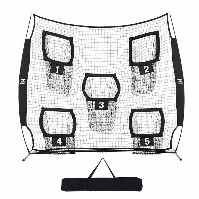ZELUS 7 x 7ft Football Trainer Throwing Net | Training Target Practice with 5 Targets | Great for Quarterback | Includes Carry Bag