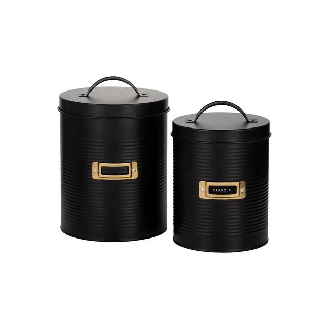 Tyhpoon Set of 2 Black Storage Canisters