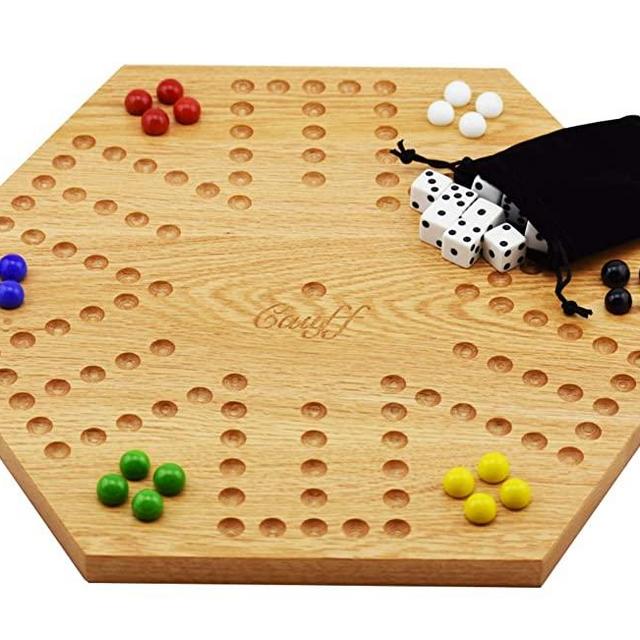 Solid Oak Double Sided Aggravation Marble Board Game Wooden 16 inch by Cauff