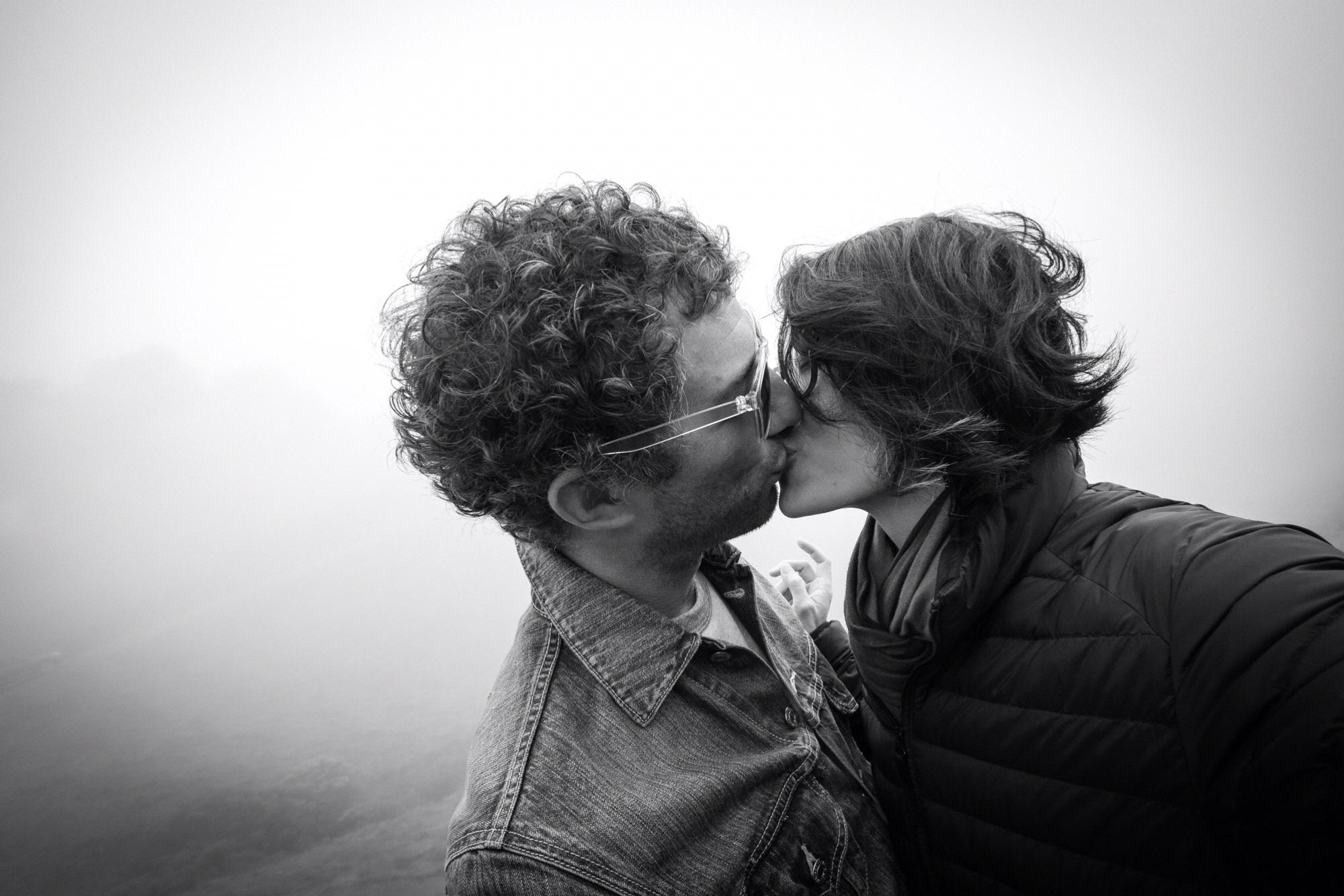 The "epic" selfie, taken on our first hiking trip on a trail in the meadows of Mount Tamalpais, where Drew proposed three years later.