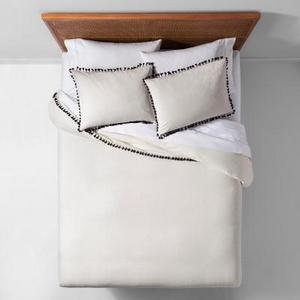 White Yarn Dyed Tassel Trim Duvet Cover Set (Full/Queen) - Opalhouse™