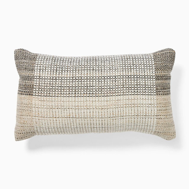 Outdoor Natural Half Block Pillow, 12x21, Natural/Black