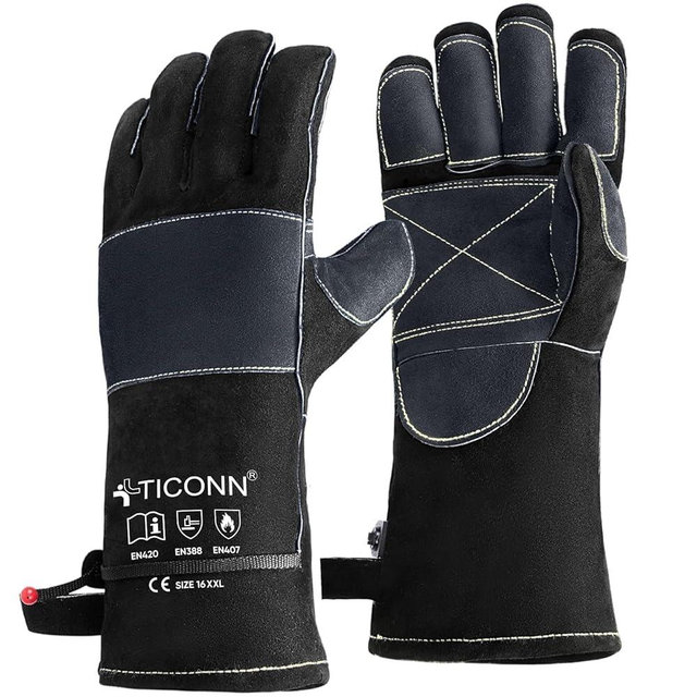 TICONN Welding Gloves, 16 IN L/XL/XXL 1000°F Heat-Resistant Fireproof Leather Gloves for Welders, Stick, Forge, Mig, Tig, BBQ