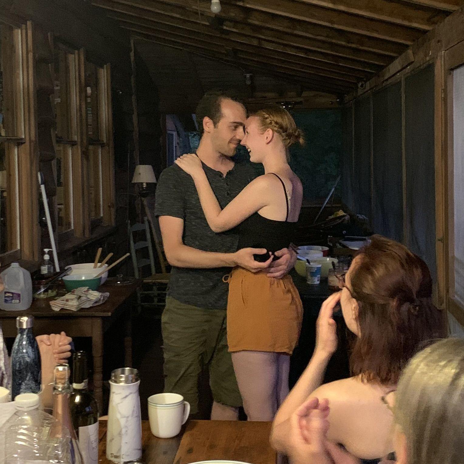 Moments after Ben proposed at Sebago