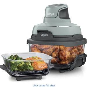 Ninja Crispi 4-in-1 Glass Air Fryer | 450°F | Non-Toxic | 4QT & 6-Cup Glass Containers w/Lids | Microwave, Freezer, Dishwasher Safe | Max Crisp, Air Fry, Bake, Recrisp | Green | FN101SG