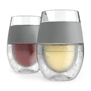 Truefabrications - Host Wine Freeze Cooling Cups, Gray (Set of 2)