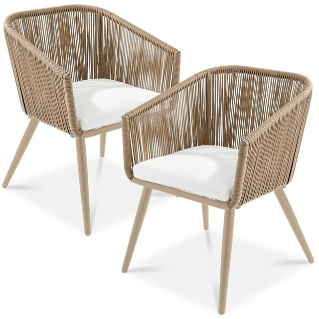 Best Choice Products Set of 2 Patio Dining Chairs, Outdoor Seating for Backyard, Poolside, Balcony w/Woven Wicker Design, 250lb Weight Capacity - Natural/Ivory/Natural