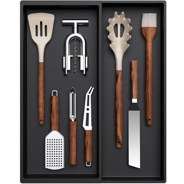 Lifewit Utensil Organizer for Kitchen Drawer, Expandable Cooking Silverware Tray, Adjustable Cutlery Flatware Holder, Plastic Spatula Tools Storage Divider, 12.9 x 16.1", Black