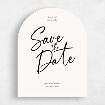 White Arch Wedding Save the Date - Santorini Type