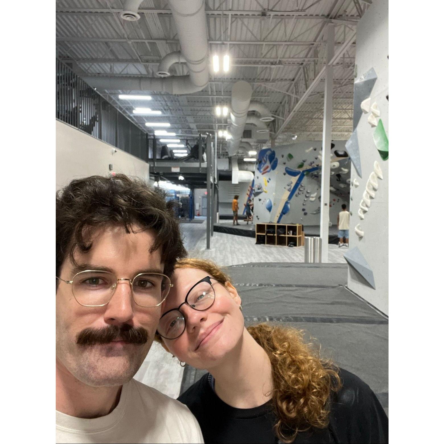 One of our favorite shared hobbies, rock climbing.