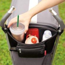Skip Hop Grab and Go Attachable Neoprene Stroller Organizer and Cup Holder with Detachable Wristlet, Universal Fit, Black