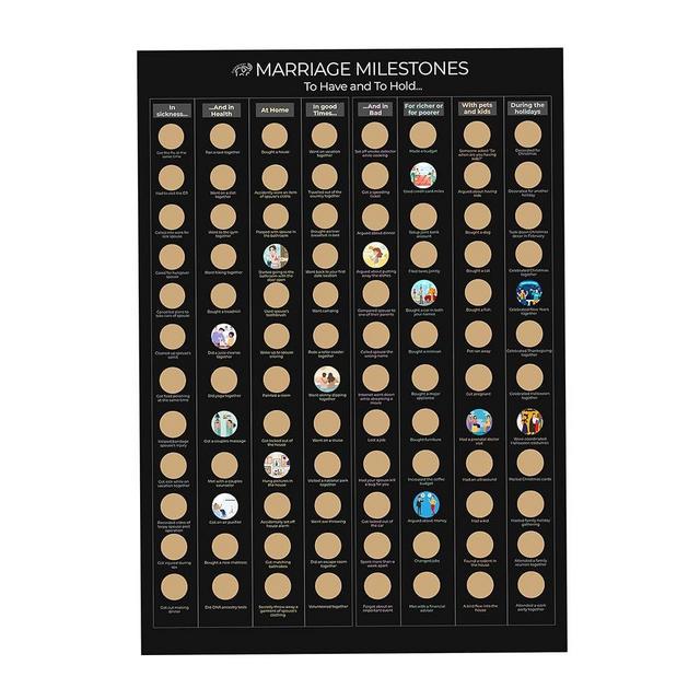 Celegreat Marriage Milestone Scratch Off Poster | Wedding Gift | Newlywed Gift | Bucket List for Couples