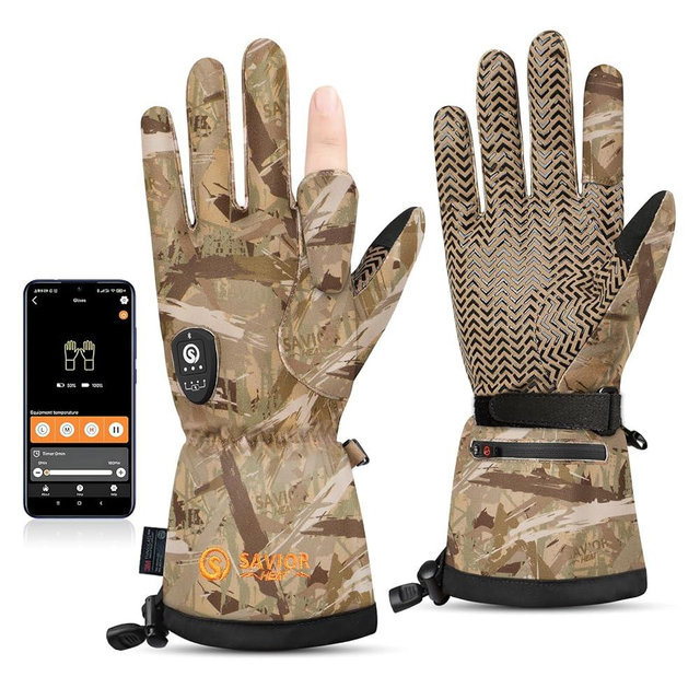 SAVIOR HEAT Upgraded Heated Gloves for Hunting, 11H Type-C Camo Waterproof Electric Gloves for Men & Women Duck Hunting
