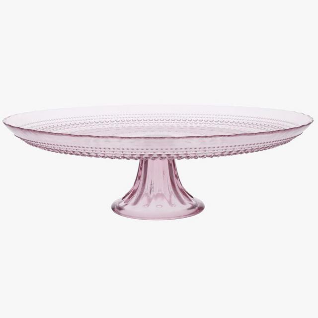 Jupiter Beaded Glass Tall Cake Stand, Tall - Pink