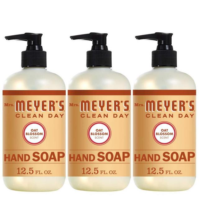 Mrs. Meyer's Clean Day Liquid Hand Soap, Cruelty Free and Biodegradable Hand Wash Made with Essential Oils, Oat Blossom Scent, 12.5 oz - Pack of 3
