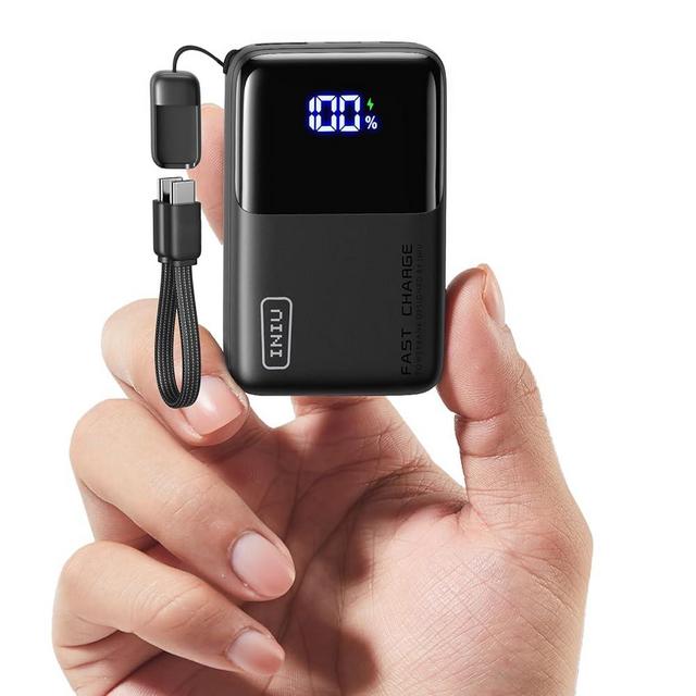 INIU Portable Charger, Ultra Mini 10000mAh 45W Fast Charging with Detachable Cable, Flight-Safe Travel USB C Power Bank External Phone Battery Pack for Xiaomi iPhone 17 16 Samsung S26 Google iPad etc